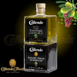 Stackable Set Basil Infused Extra Virgin Olive Oil with Balsamic Vinegar 2/250 ml Glass Bottles
